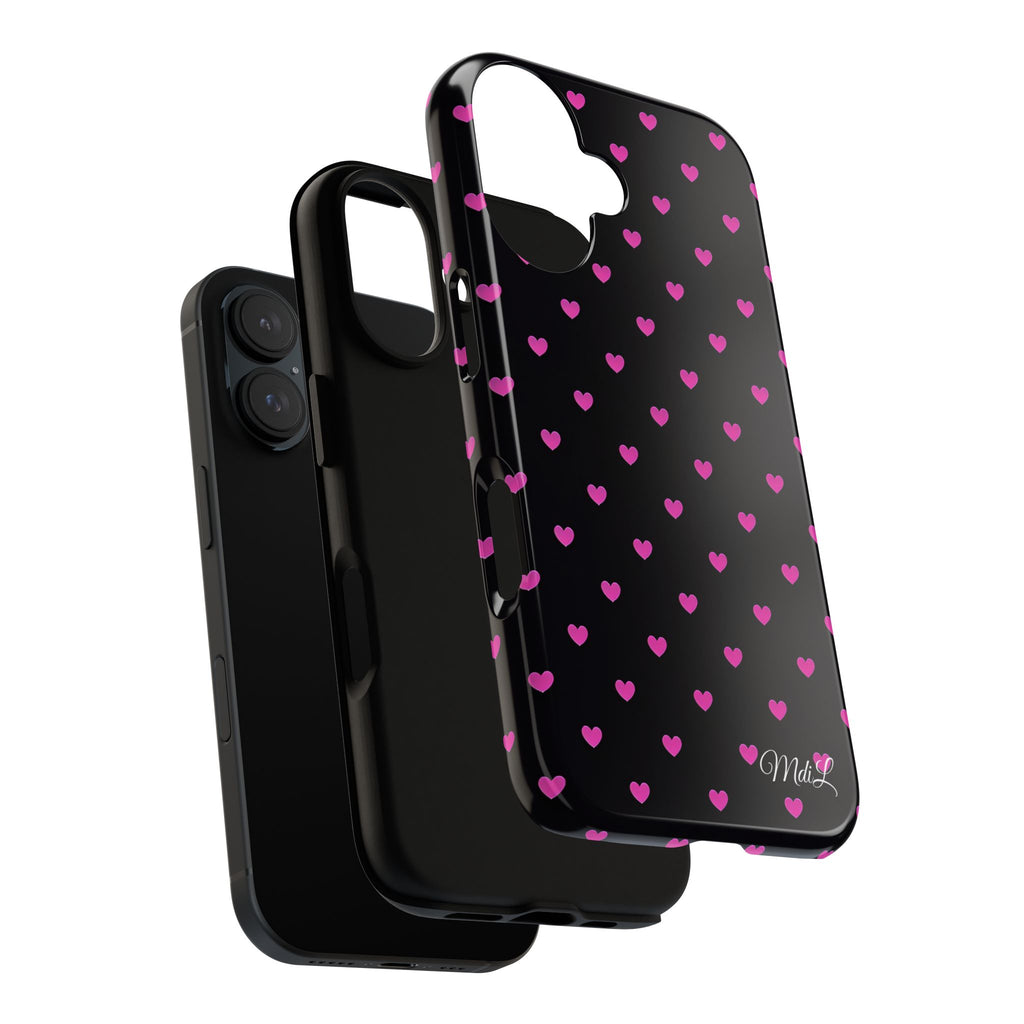 Dotted Hearts | Neon Pink and Black - Mare di Luna