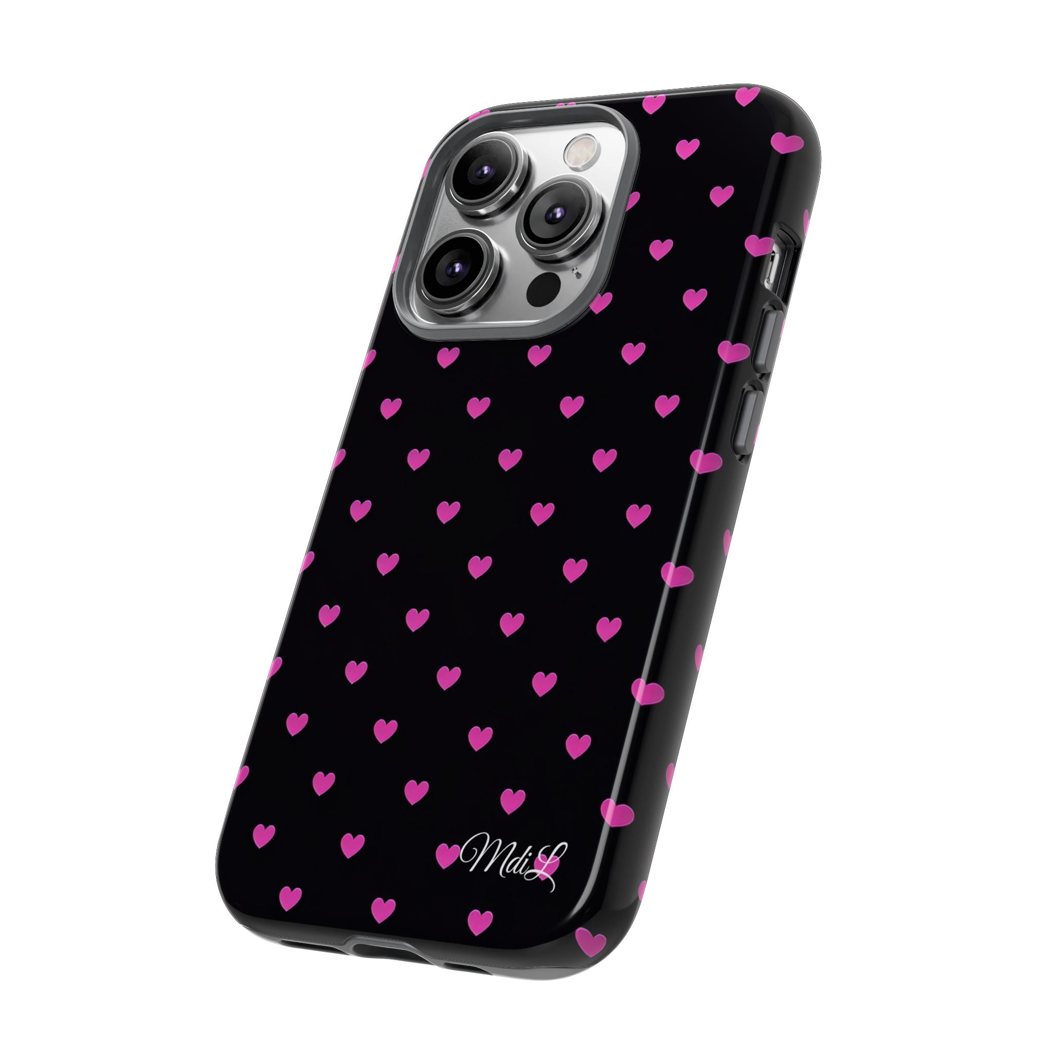 Dotted Hearts | Neon Pink and Black - Mare di Luna