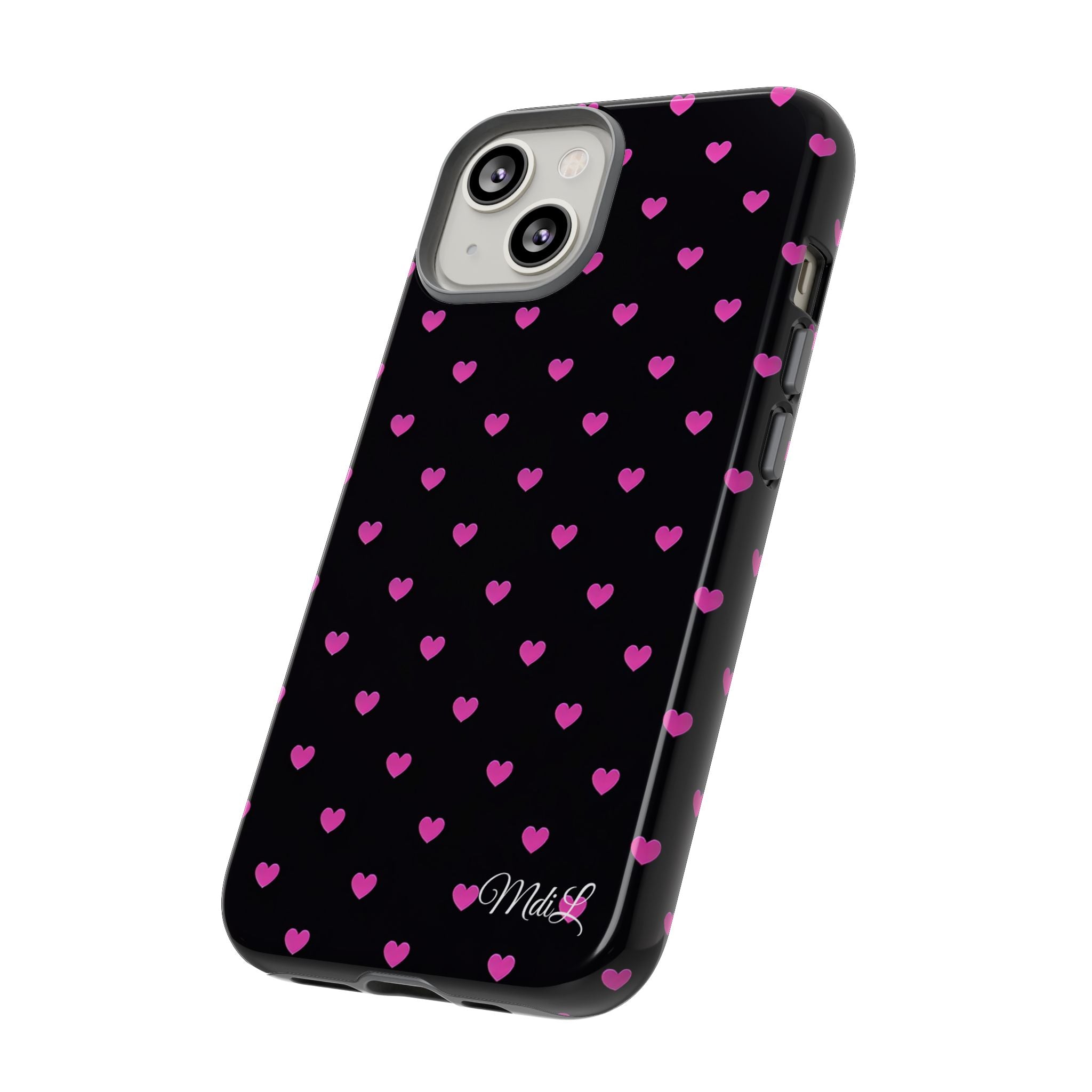 Dotted Hearts | Neon Pink and Black - Mare di Luna